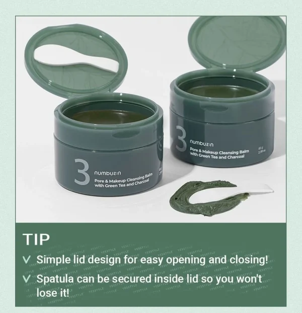 numbuzin-no3-pore-and-makeup-cleansing-balm-with-green-tea-and-charcoal-85g-pic-2
