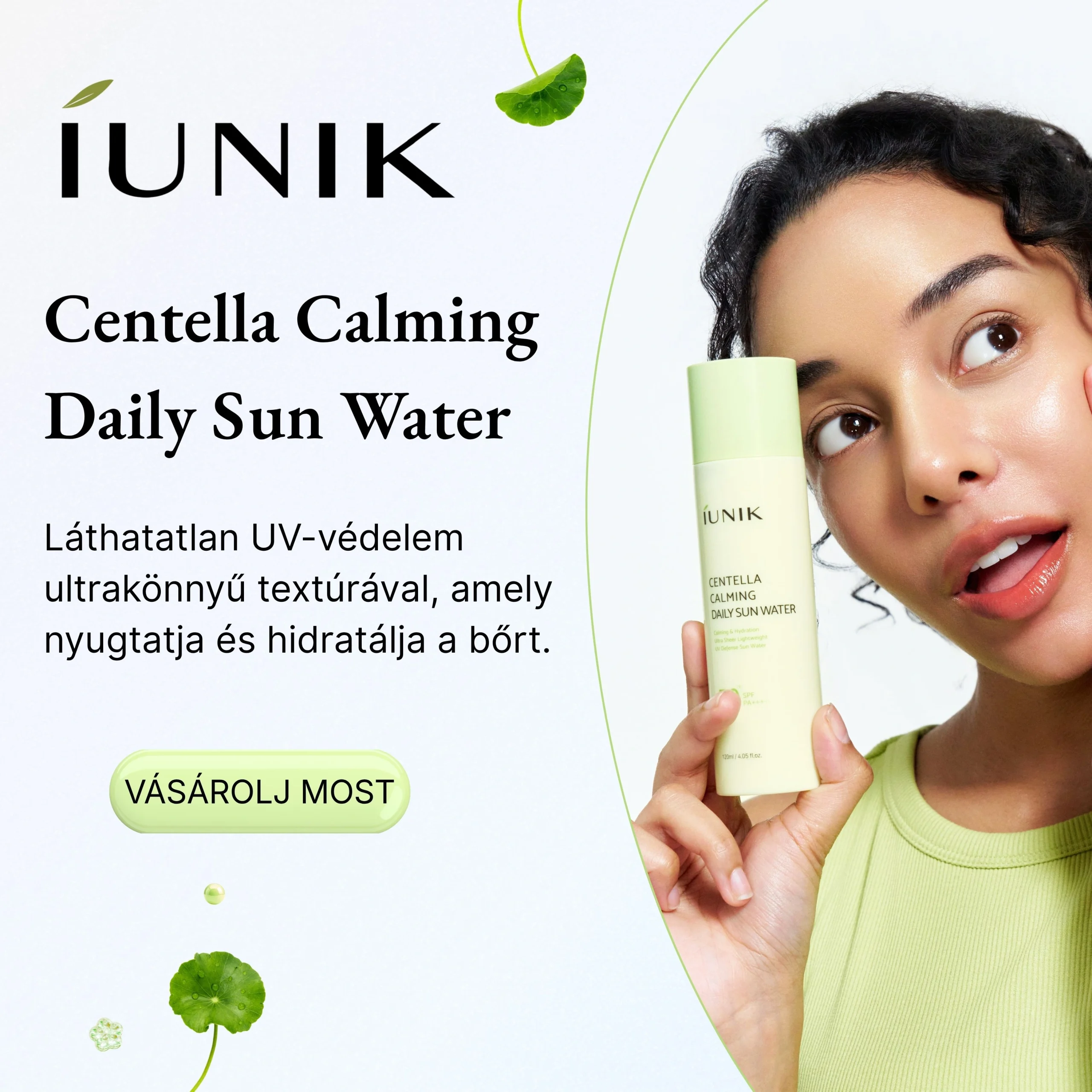 iUNIK Centella Calming Daily Sun Water – könnyű fényvédelem ázsiai gázlóval